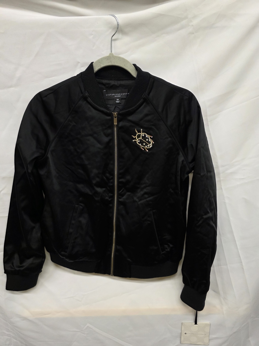 Victoria Beckham Embroidered Bomber Jacket in Black XS NWT